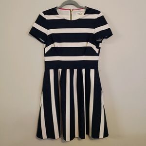 Eliza J A-Line Dress Size 8 Striped Short Sleeves